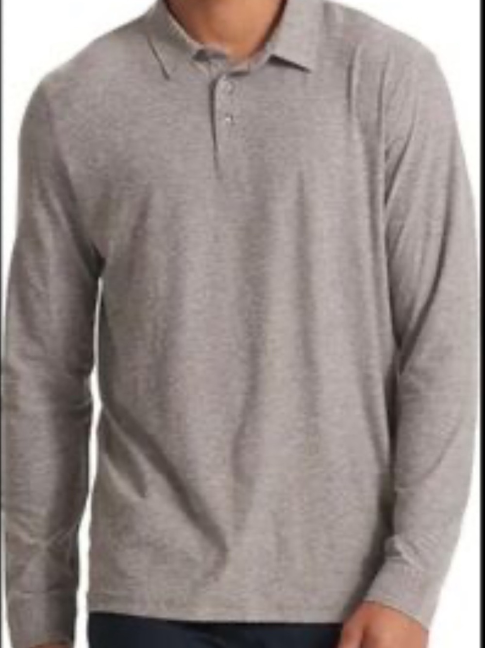 Vuori Long Sleeve Strato Tech Polo Shirt Frost Gray Heather Performance StretchM